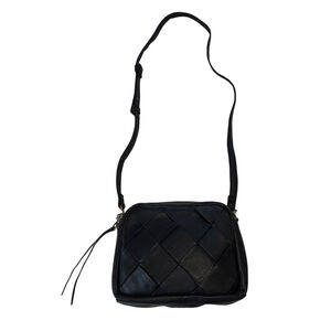 Women's Hobo Black Woven Leather Crossbody Bag One Size